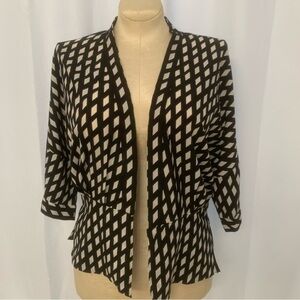 Banana Republic kimono jacket black & white diamond graphic office career XXSP